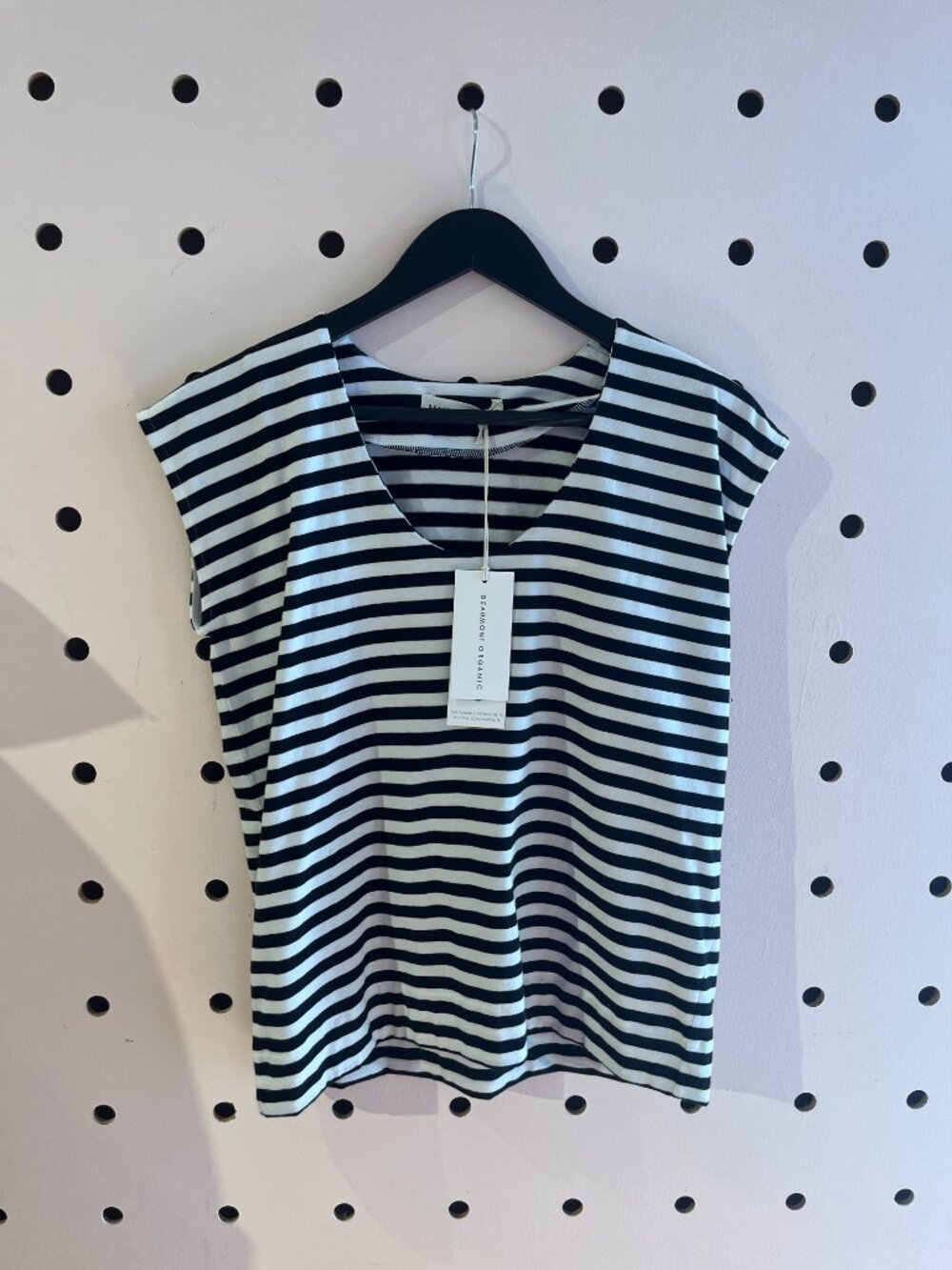 Tamsin-Sue Organic Cotton Jersey Stripe Top Black and White